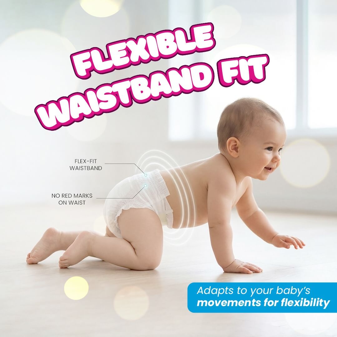 Doobidoo Baby Pants Diapers - Medium Size (112 Count) - All Round Softness with Bubble soft Top sheet (7-12 kgs)