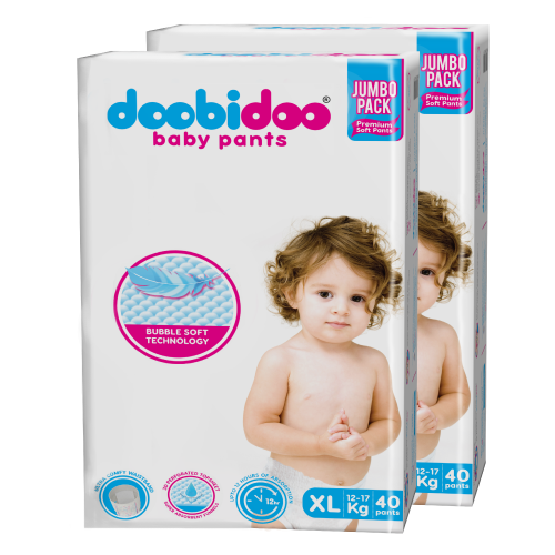 Doobidoo Baby Pants Diapers - XL Size (80 Count) - All Round Softness with Bubble soft Top sheet (12-17 kgs)