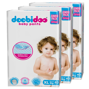 Doobidoo Baby Pants Diapers - XL Size (120 Count) - All Round Softness with Bubble soft Top sheet (12-17 kgs)