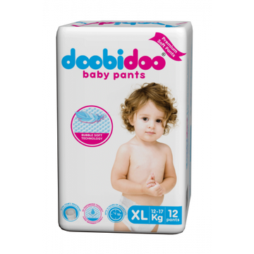 Doobidoo Baby Pants Diapers - XL Size (12 Count) - All Round Softness with Bubble soft Top sheet (12-17 kgs)