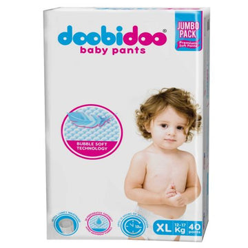 Doobidoo Baby Pants Diapers - XL Size (40 Count) - All Round Softness with Bubble soft Top sheet (12-17 kgs)