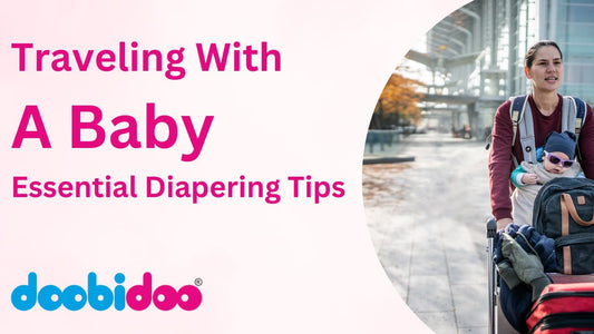 Parent changing baby diaper while traveling - essential diapering tips for baby travel