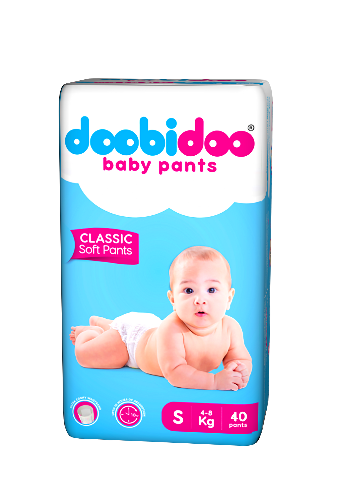 Doobidoo Classic Soft Baby Pant Diapers with Diamond Channels - Small (40 count)