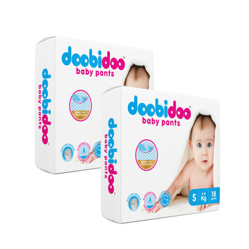 Doobidoo Baby Pants Diapers - Small Size (36 Count) - All Round Softness with Bubble soft Top sheet (4-8 kgs)