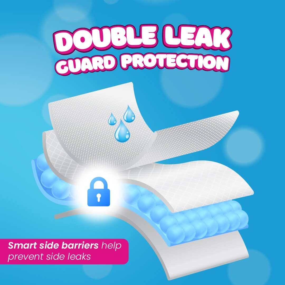 Doobidoo Baby Pants Diapers - Small Size (18 Count) - All Round Softness with Bubble soft Top sheet (4-8 kgs)