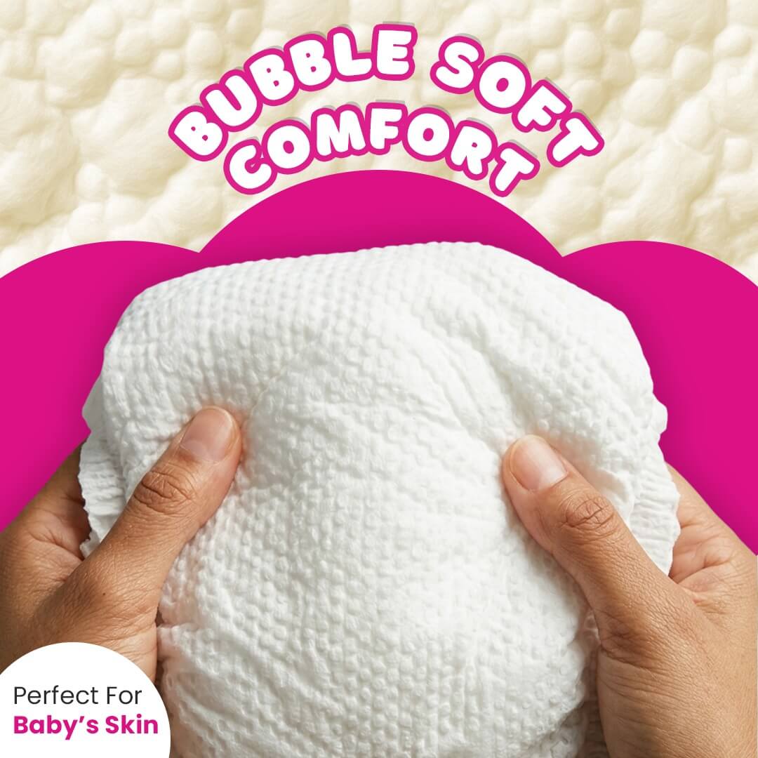Doobidoo Baby Pants Diapers - Small Size (18 Count) - All Round Softness with Bubble soft Top sheet (4-8 kgs)