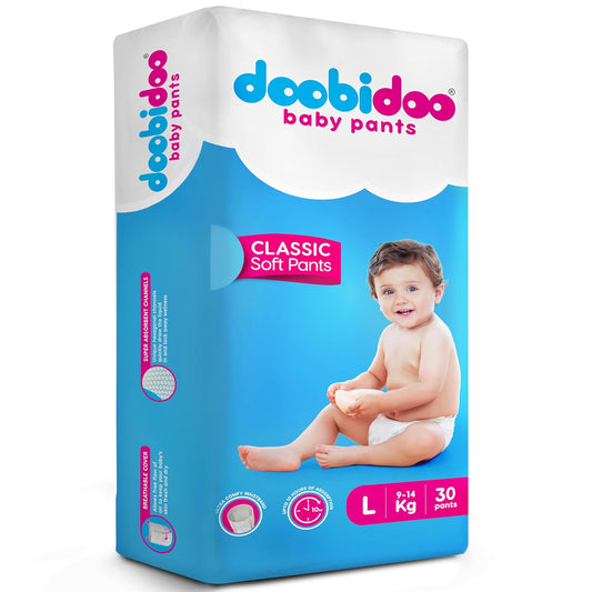 Doobidoo Classic Soft Baby Pant Diapers with Diamond Channels - Large (30 count)