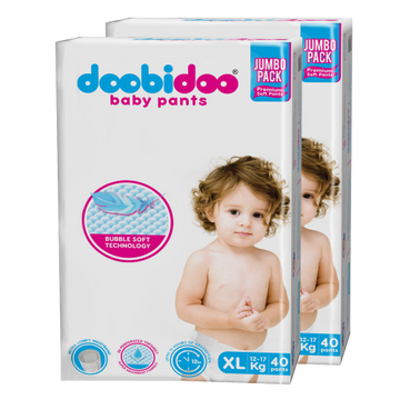 Doobidoo Baby Pants Diapers - XL Size (80 Count) - All Round Softness with Bubble soft Top sheet (12-17 kgs)