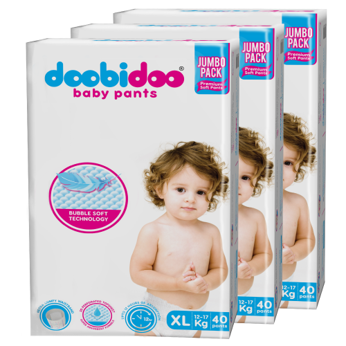 Doobidoo Baby Pants Diapers - XL Size (120 Count) - All Round Softness with Bubble soft Top sheet (12-17 kgs)